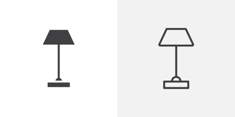 Lamp icon vector icon set in black and white color.