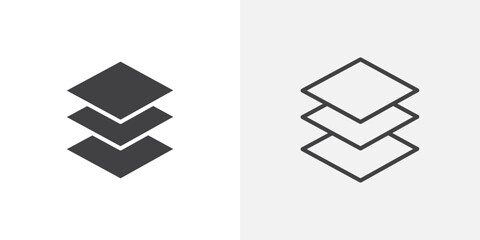 Layers icon vector icon set in black and white color.