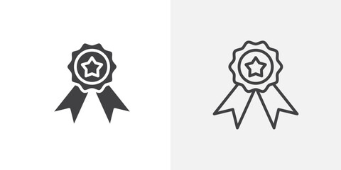 Medal icon vector icon set in black and white color.