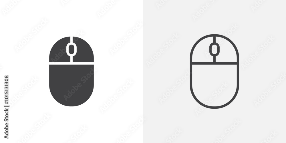 Poster mouse icon vector icon set in black and white color.