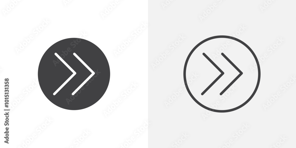 Poster Next arrow icon vector icon set in black and white color.