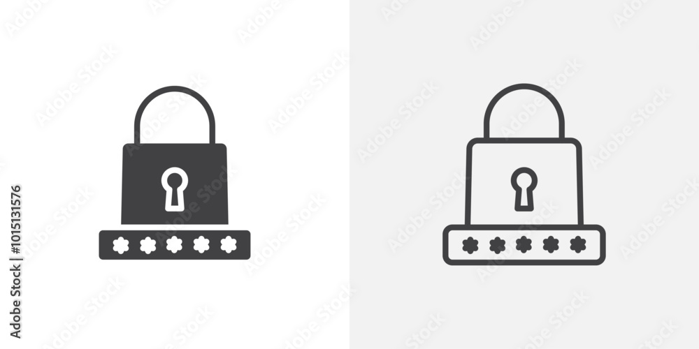 Poster password icon vector icon set in black and white color.