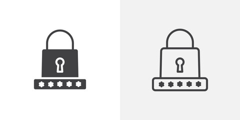 Password icon vector icon set in black and white color.