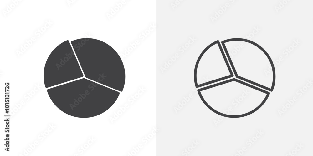Poster pie chart icon vector icon set in black and white color.
