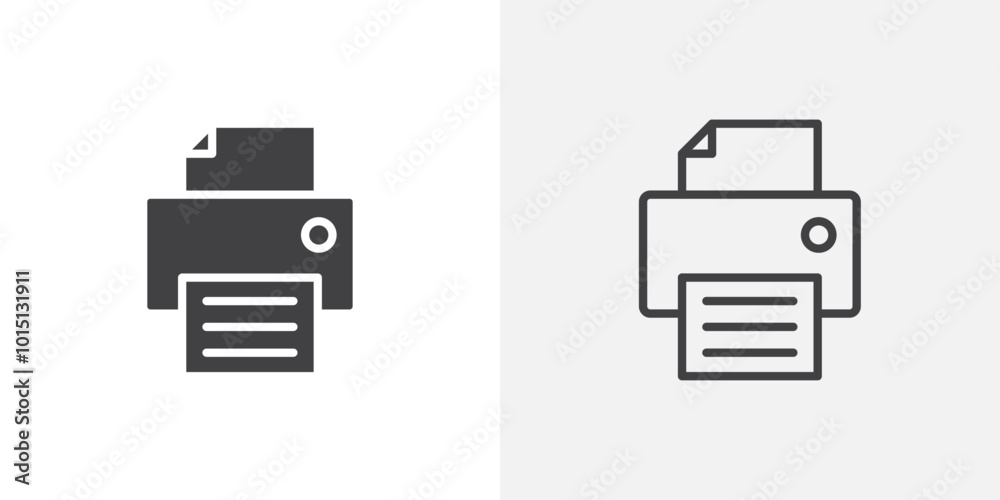 Poster Print button icon vector icon set in black and white color.