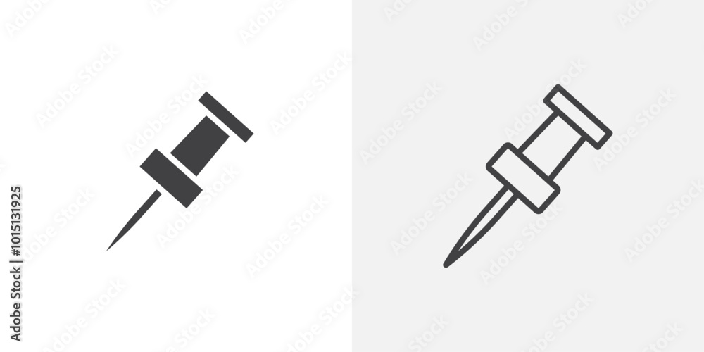Poster push pin icon vector icon set in black and white color.