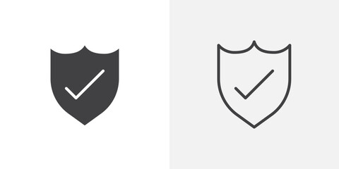 Protection icon vector icon set in black and white color.