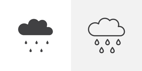 Rain icon vector icon set in black and white color.