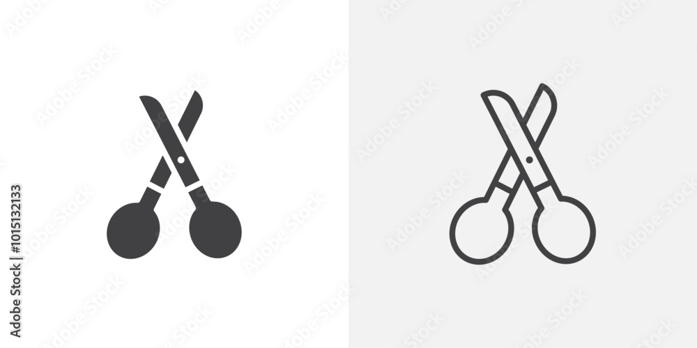 Poster scissor icon vector icon set in black and white color.