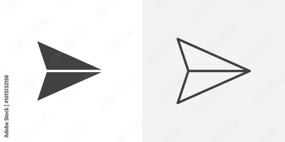 Poster send icon vector icon set in black and white color.