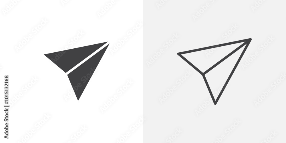 Aufkleber send icon vector icon set in black and white color.