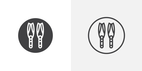 Scuba diving icon vector icon set in black and white color.