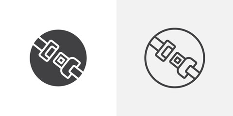 Seat Belt icon vector icon set in black and white color.