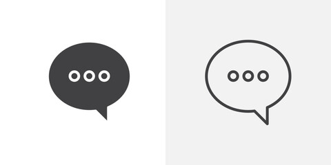 Speech bubble icon vector icon set in black and white color.