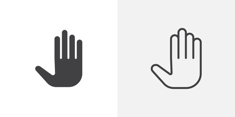 Stop icon vector icon set in black and white color.