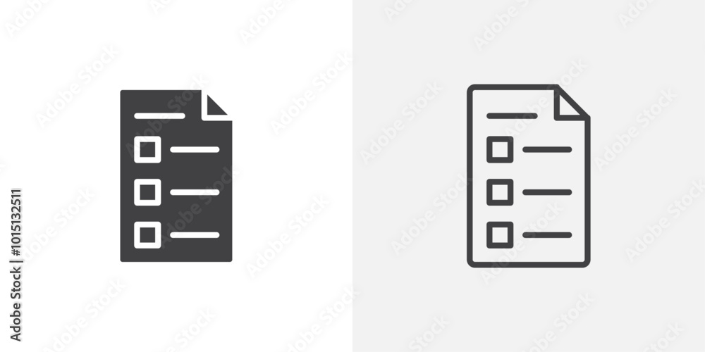 Poster test icon vector icon set in black and white color.