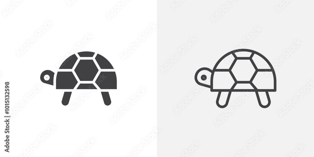 Poster tortoise icon vector icon set in black and white color.