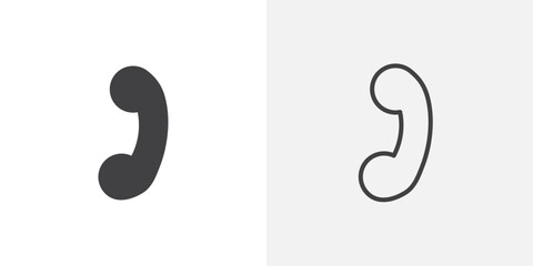 Telephone icon vector icon set in black and white color.