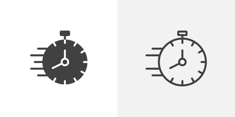 Time fast icon vector icon set in black and white color.