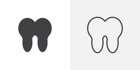 Tooth icon vector icon set in black and white color.
