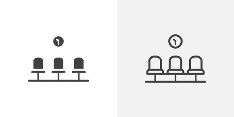 Waiting Room icon vector icon set in black and white color.