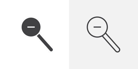 Zoom out icon vector icon set in black and white color.
