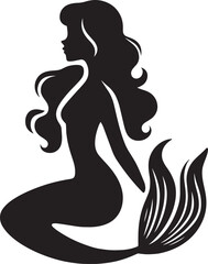 Beautiful Mermaid Silhouette illustration isolated on a white background