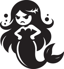 Beautiful Mermaid Silhouette illustration isolated on a white background