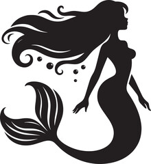Beautiful Mermaid Silhouette illustration isolated on a white background