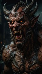 Naklejka premium Demons are among us. Evil begins with the devil who came out of hell.