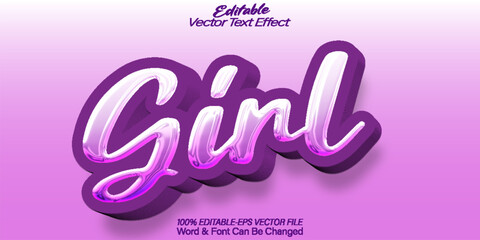 Girl Vector Text Effect Editable Alphabet Purple Woman Female Young