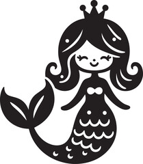 Beautiful Mermaid Silhouette illustration isolated on a white background