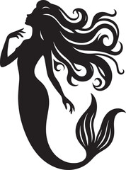Beautiful Mermaid Silhouette illustration isolated on a white background