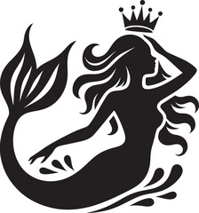 Beautiful Mermaid Silhouette illustration isolated on a white background