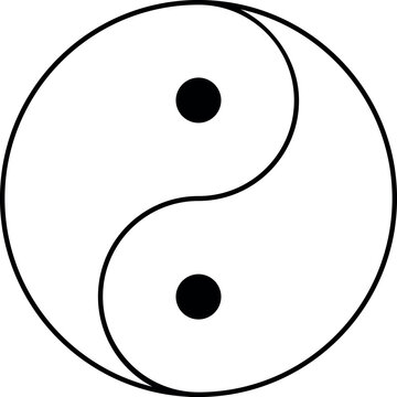 recommend clip art: Yin and Yang. Outlined esoteric symbol of harmony and balance. Feng shui. Black line icon. Isolated contoured taoism sign on white background.