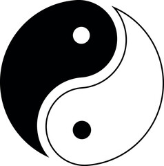 Doodle Yin Yang symbol. Vector illustration of yin and yang isolated on white