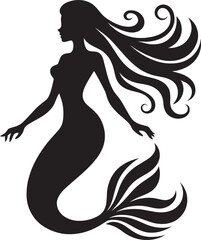 Beautiful Mermaid Silhouette illustration isolated on a white background