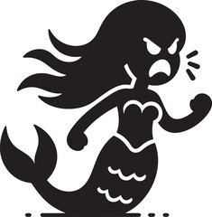 Beautiful Mermaid Silhouette illustration isolated on a white background