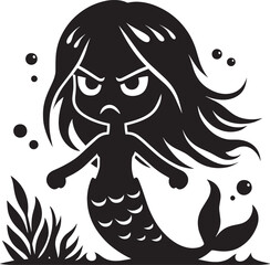 Beautiful Mermaid Silhouette illustration isolated on a white background