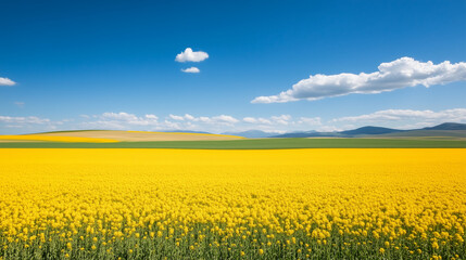 Obraz premium field of yellow flowers and sky
