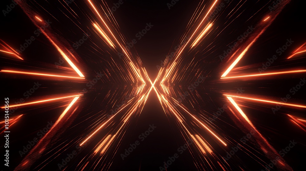Leinwandbilder abstract background with glowing orange lines forming an x shape in the center and radiating outward