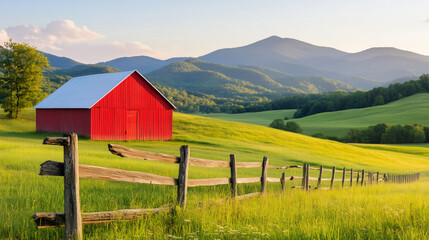 Rustic farmhouse landscape 
