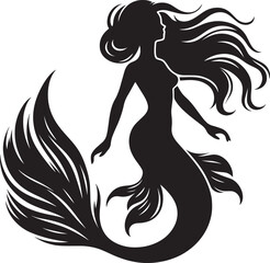 Beautiful Mermaid Silhouette illustration isolated on a white background