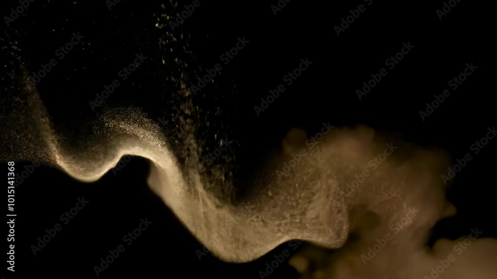 Poster Abstract dynamic cloud of dust particles dispersing against black background in explosion