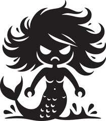 Beautiful Mermaid Silhouette illustration isolated on a white background