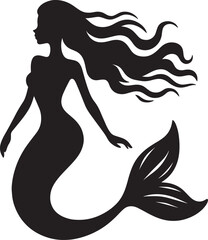 Beautiful Mermaid Silhouette illustration isolated on a white background