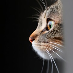 Close-Up of Cat Profile with Striking Green Eye