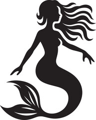 Beautiful Mermaid Silhouette illustration isolated on a white background