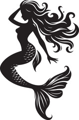 Beautiful Mermaid Silhouette illustration isolated on a white background