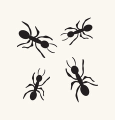 Illustration of ants on a beige background.